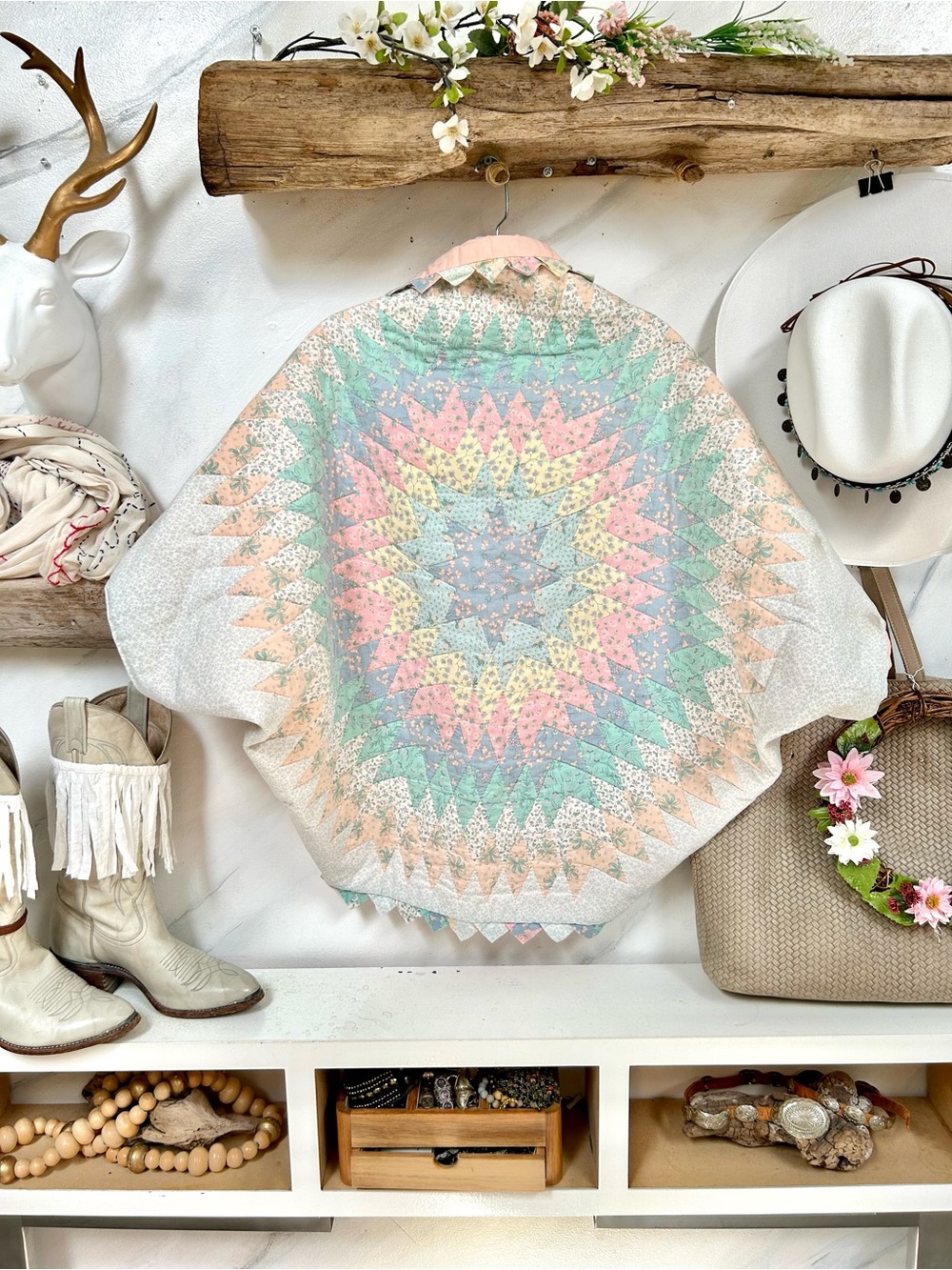 Artisan Quilted unicorn 🦄 Shrug kimono cocoon cottagecore farmhouse granny vibe